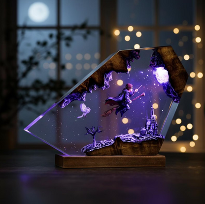 Wizard Boy Flying Resin Lamp